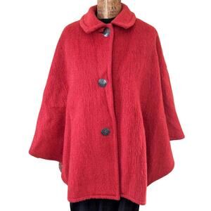 Vintage Lord & Taylor Red Winter Cape | One Size | Made in Austria